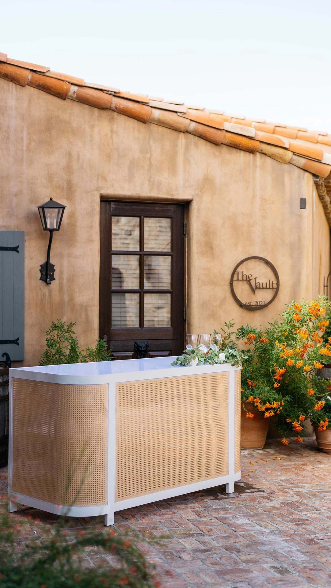 Chandler Bar - Cane Inserts w/White Acrylic Top - 72