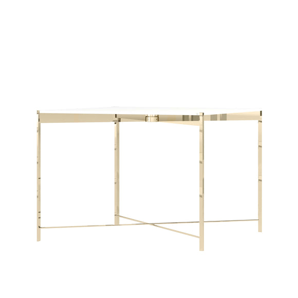 Fleming Communal Table - Gold w/White Acrylic Top - 72