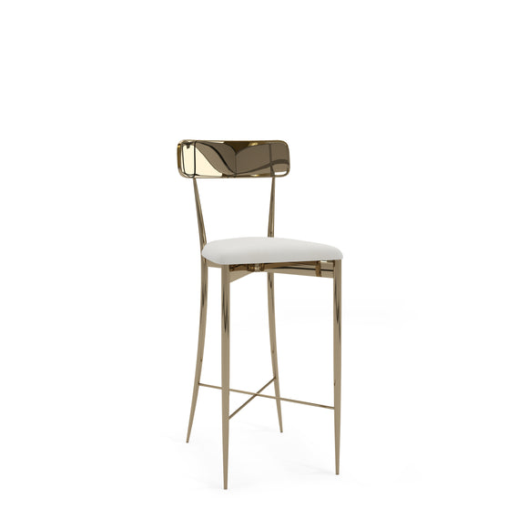 Hayworth Bar Stool - Gold Frame, Gold Seat Back w/Ivory Velvet Seat