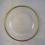 Charger Plate - 13 1/2" - Glass w/Gold Rim