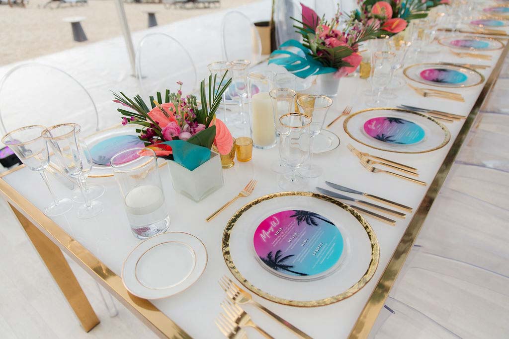 Metropolitan Table - Gold w/White Acrylic Top - 42