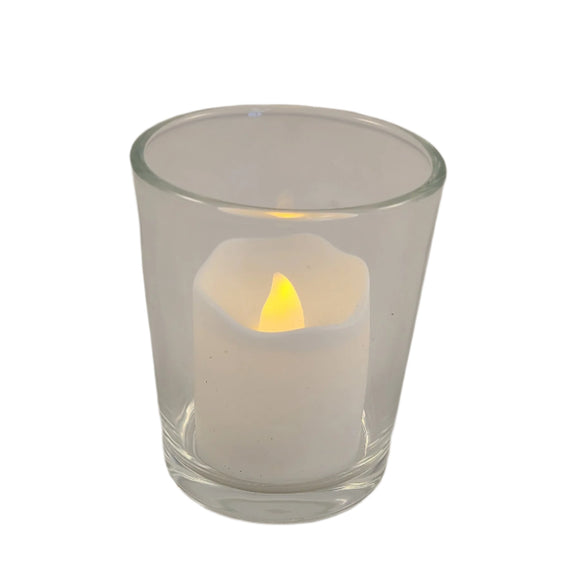 Votive - Clear Tall w/LED Candle