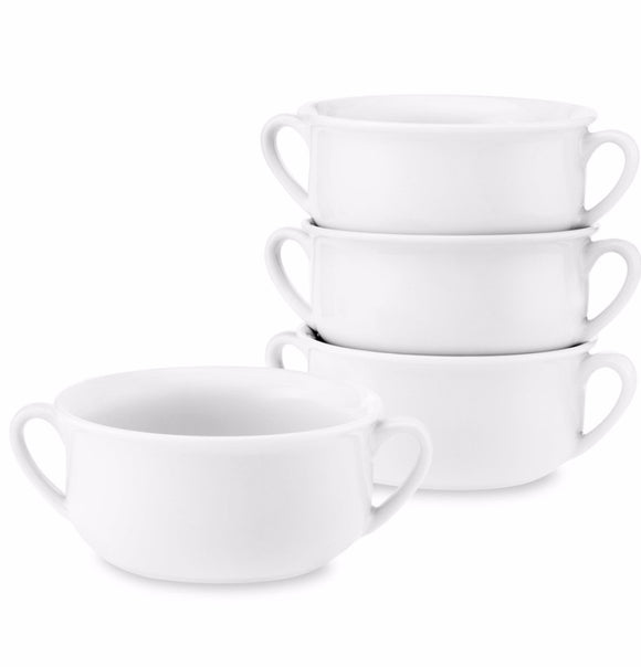 Primary White Dbl Handle Soup Bowl